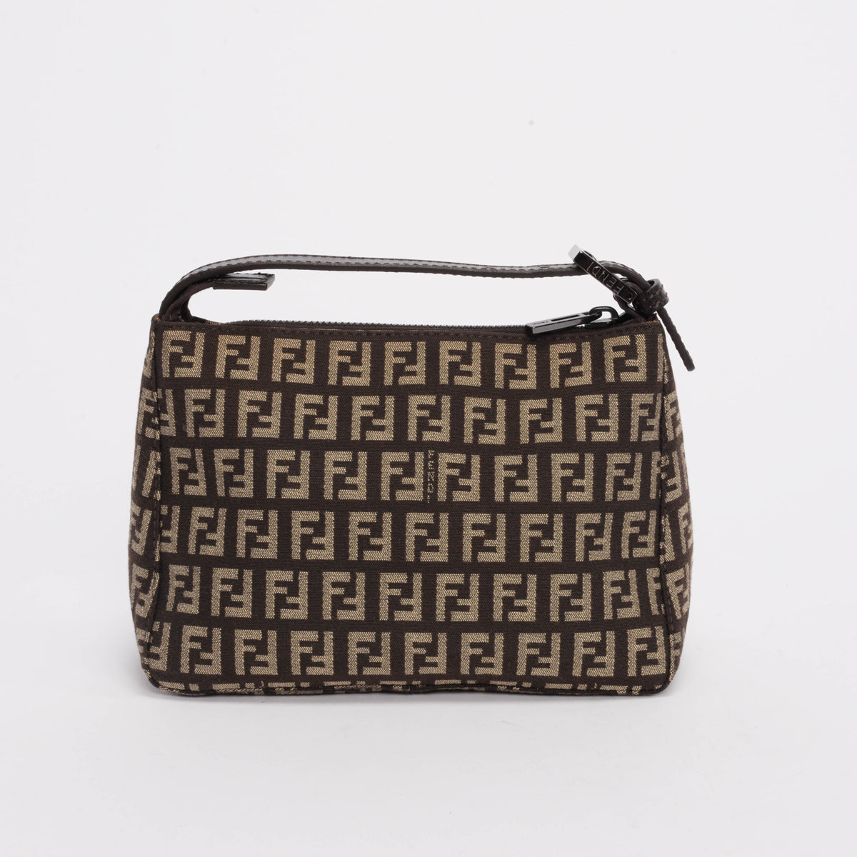 Fendi Brown Zucchino Canvas Pochette