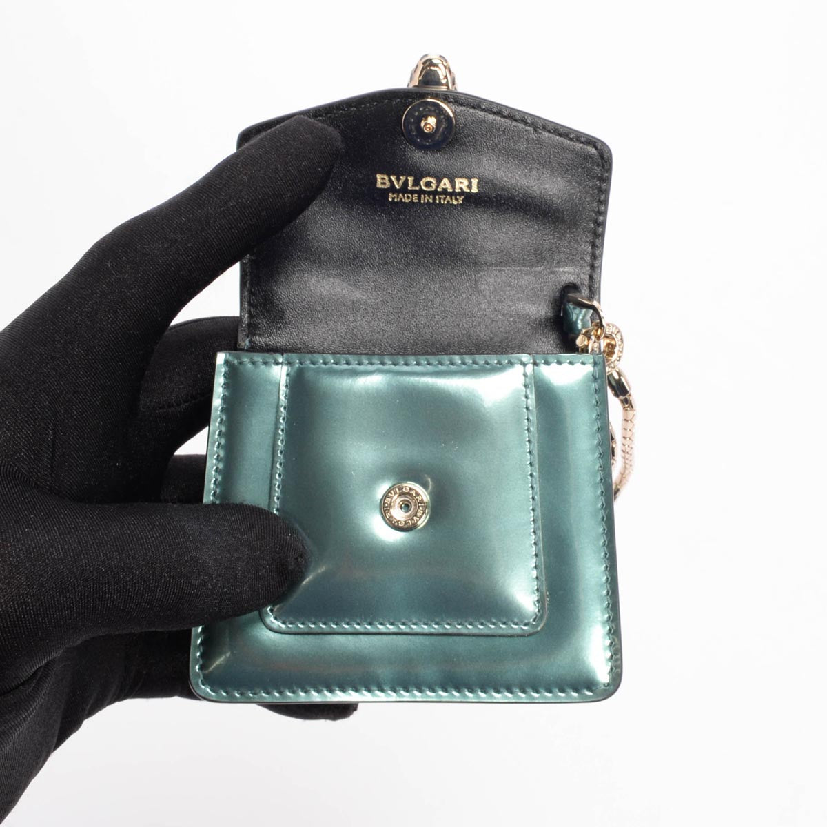 Bulgari Turquoise Metallic Calfskin Serpenti Forever Mini Bag Charm