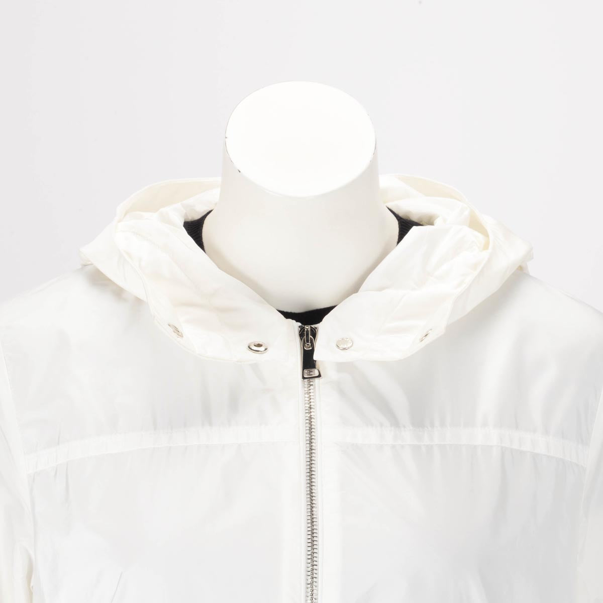 Moncler White Baaba Lace Trim Parka Jacket XL