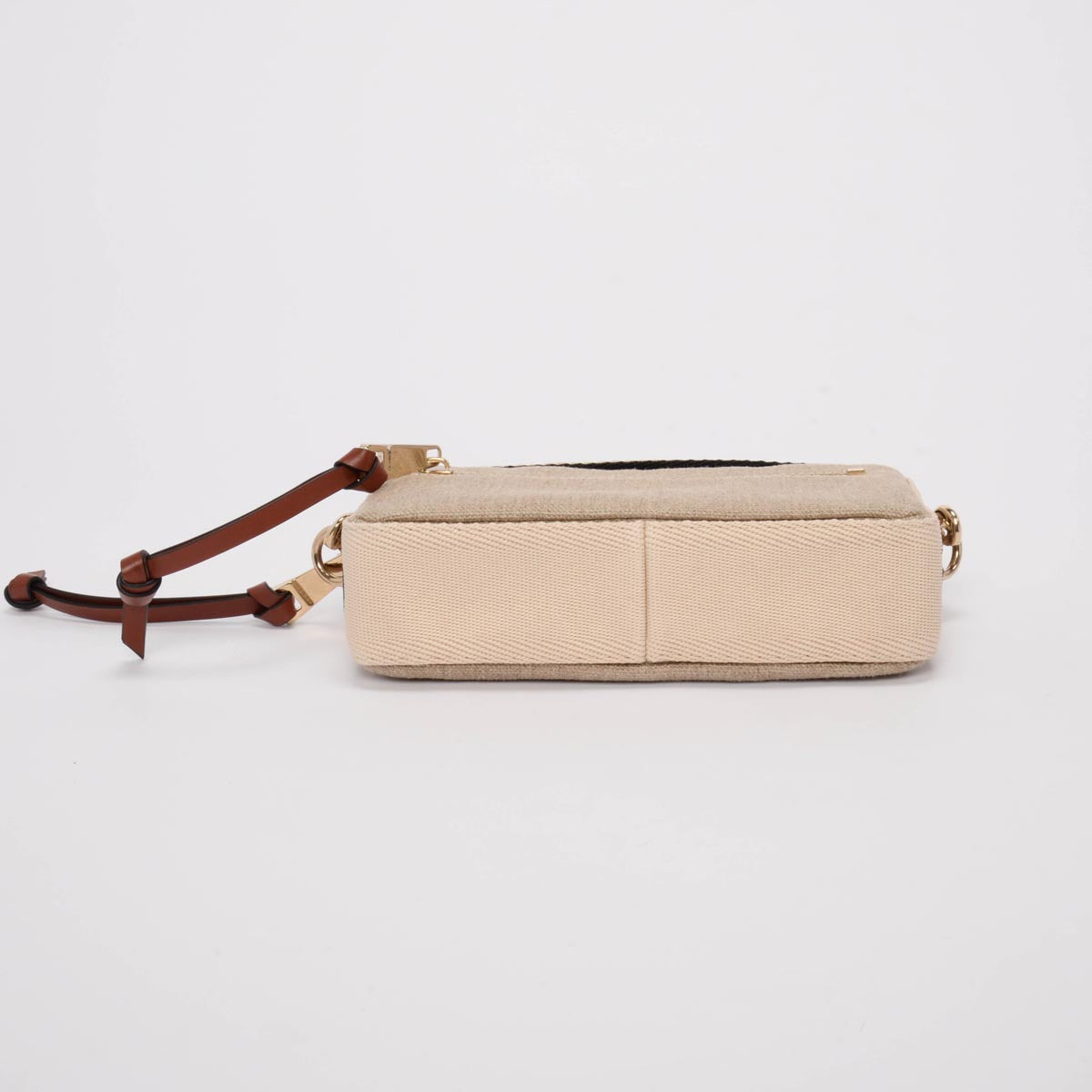 Chloe Sepia Brown Leather & Canvas Woody Belt Bag