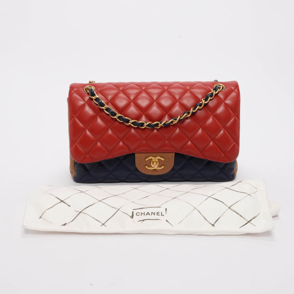 Chanel Tri-Colour Lambskin Large Double Flap Bag