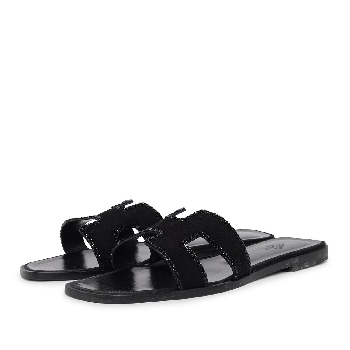 Hermes Black Suede & Strass Oran Sandals 41