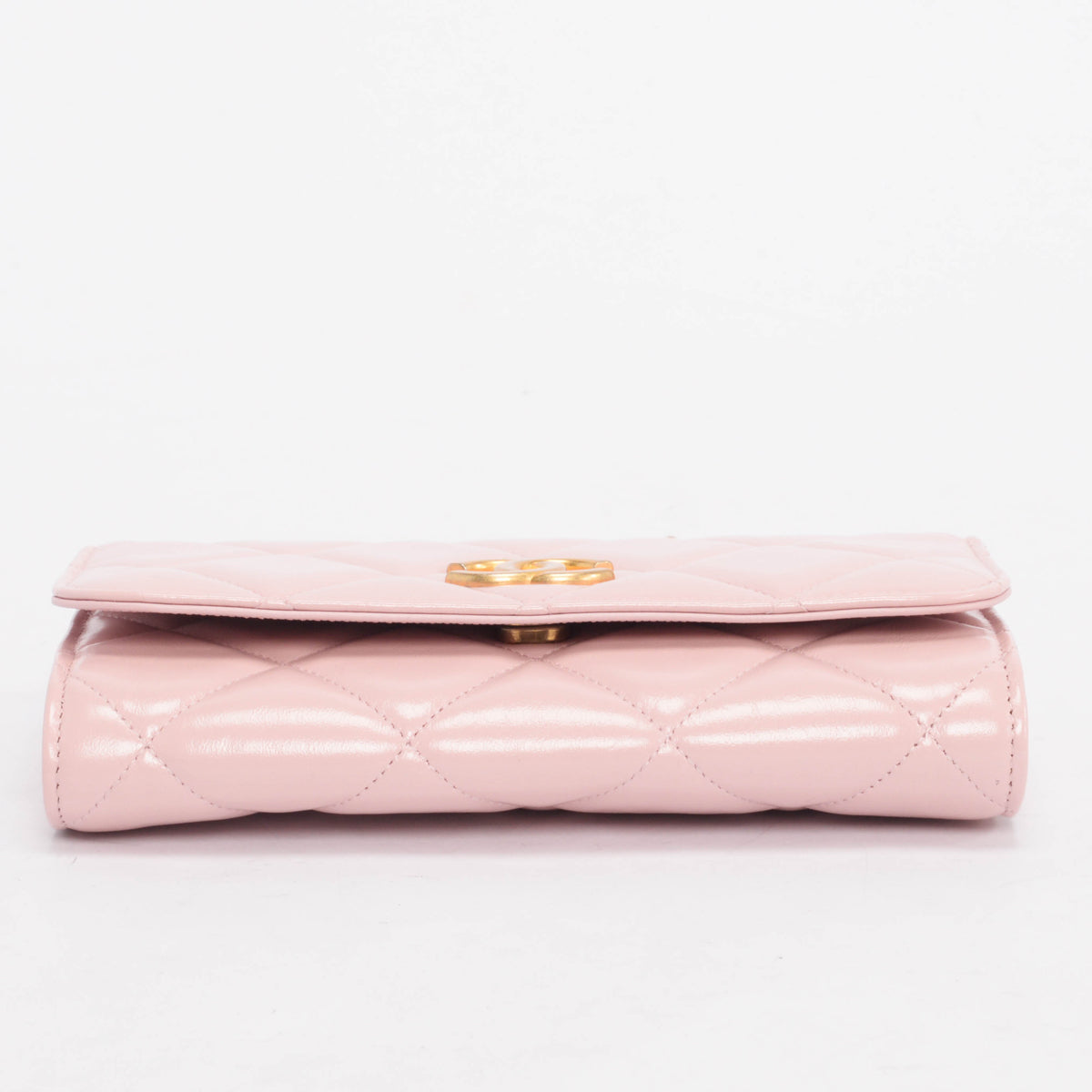 Chanel Pink Glossy Lambskin CC Medallion Wallet on Chain