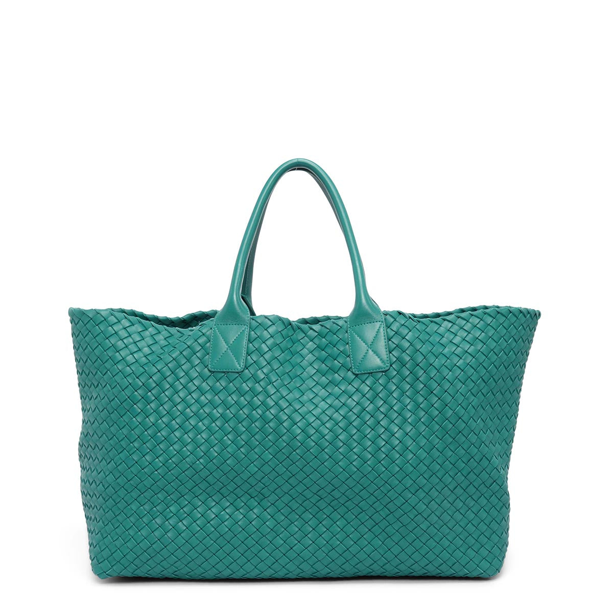 Bottega Veneta Emerald Green Intrecciato Leather Large Cabat Tote