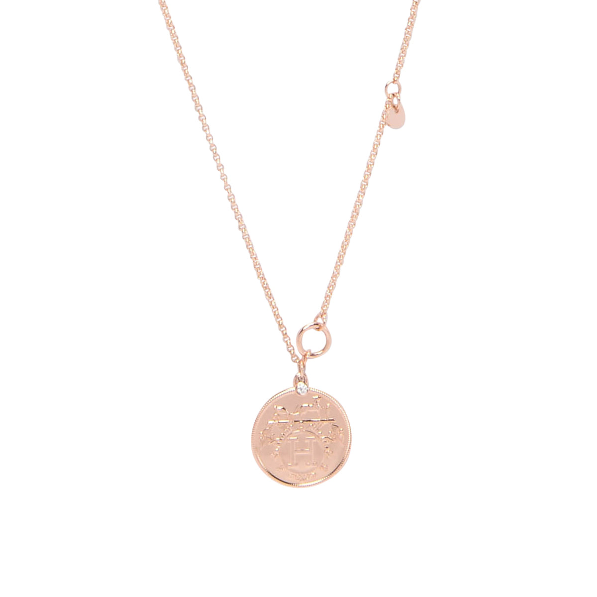 Hermes 18k Rose Gold Medium Model Ex-Libris Long Necklace