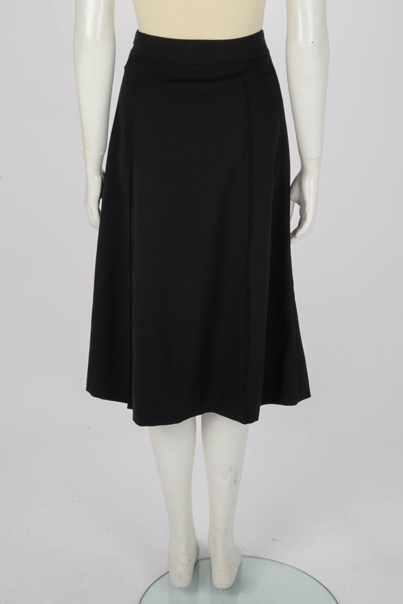 Chloe Black Wool Pintuck Detail Skirt FR 38