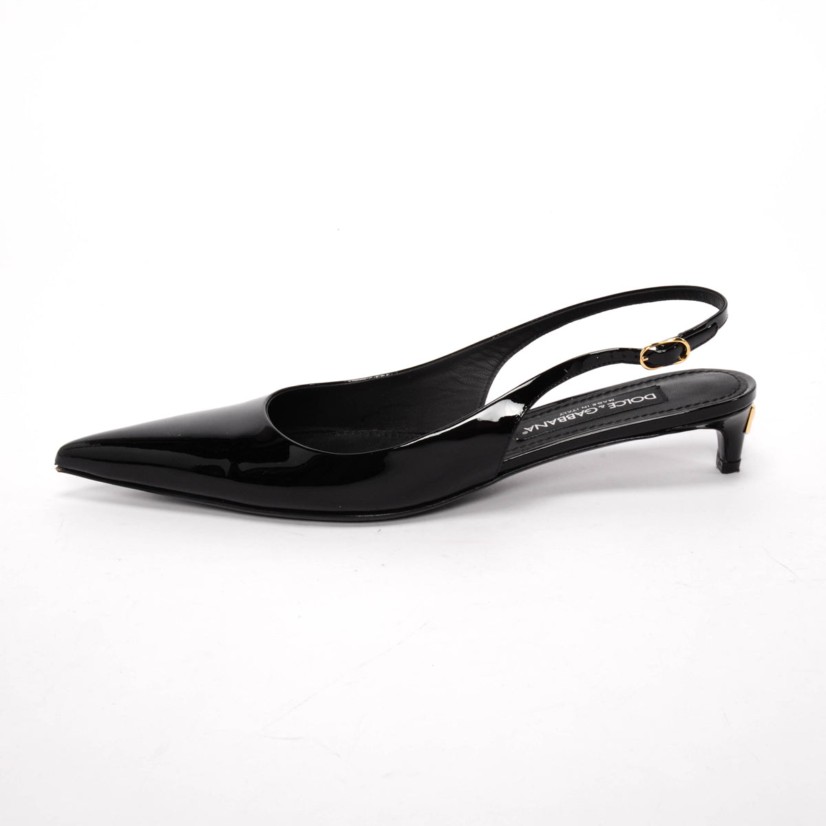 Dolce & Gabbana Black Patent DG Heel Slingback Pumps 39