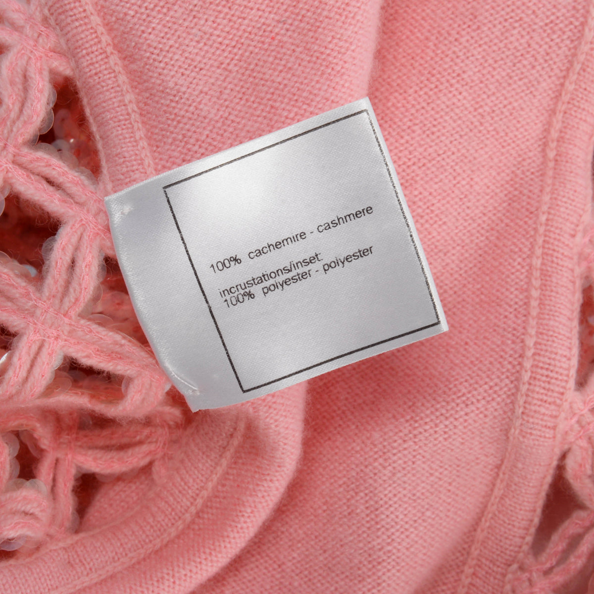 Chanel Pink Cashmere Sequin Quilt Cardigan FR 38