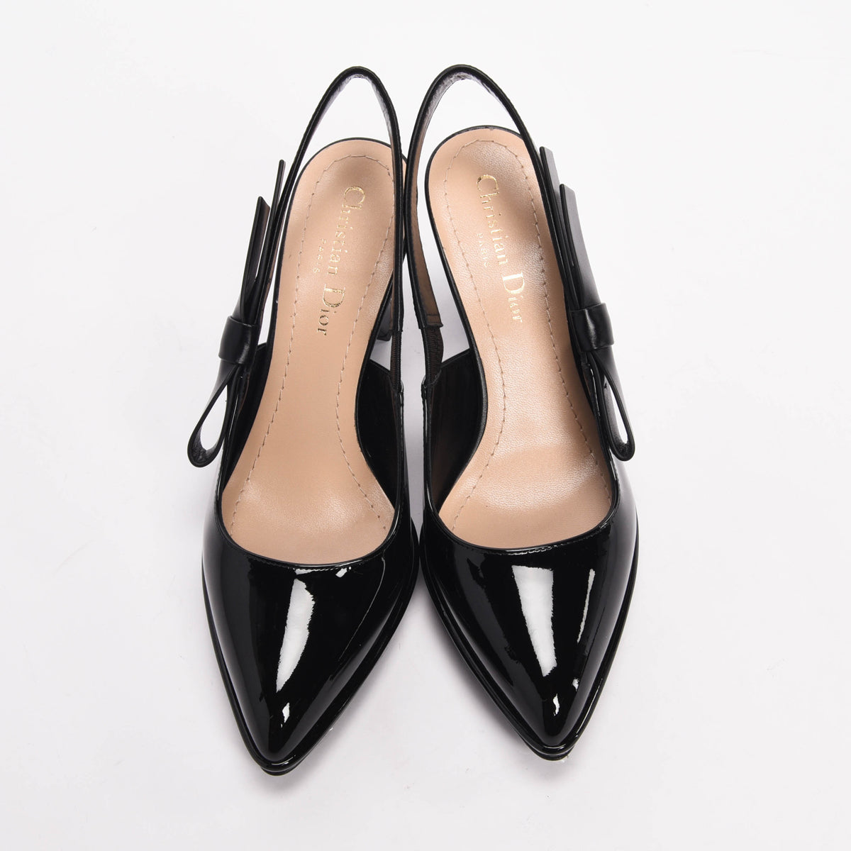 Dior Black Patent Sweet D Slingback Pumps 37