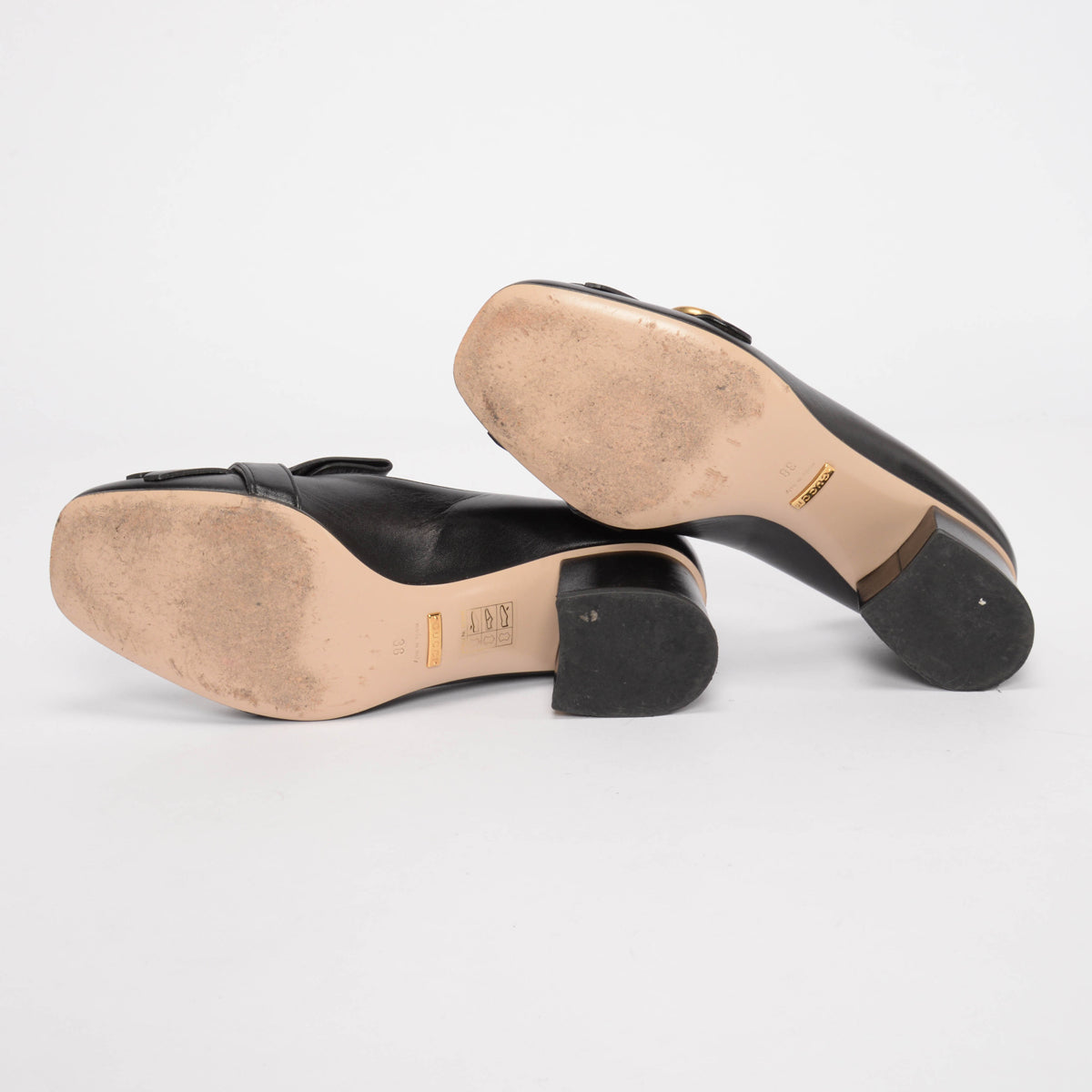 Gucci Black Calfskin Marmont Fringed Loafer Pumps 38