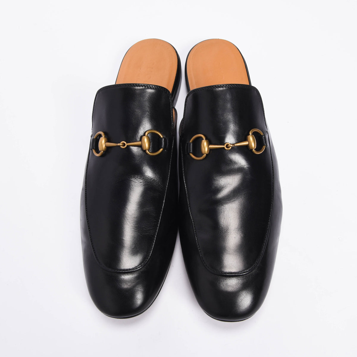 Gucci Black Leather Princetown Horesbit Slippers