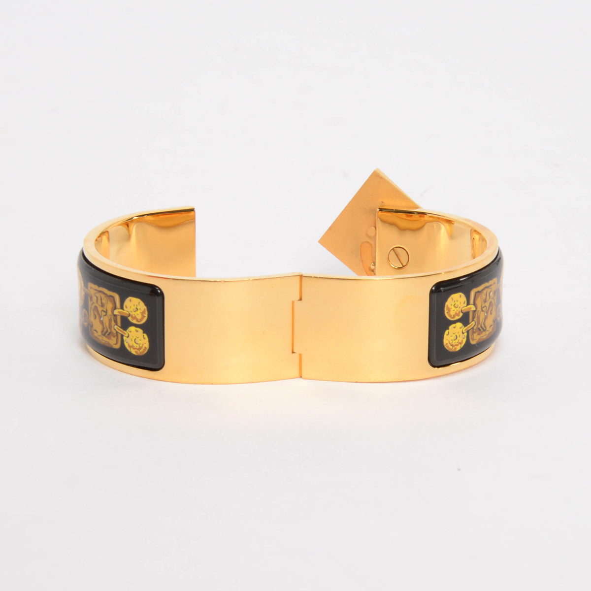 Hermes Black Gold Plated Enamel Kavalla Clic Clac H Bracelet