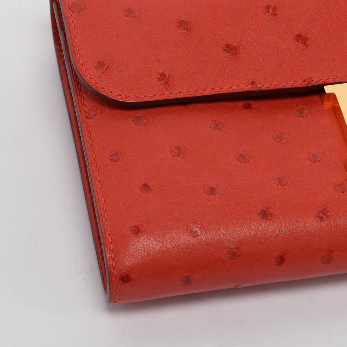 Hermes Rouge Vif Ostrich Constance Long Wallet