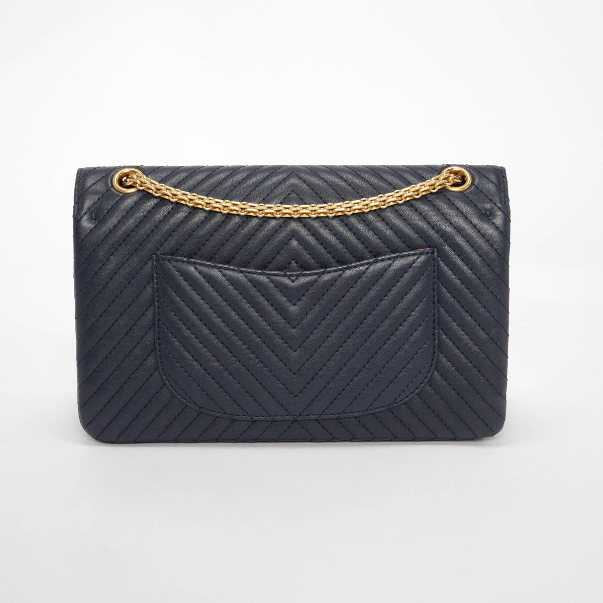 Chanel Navy Chevron Sheepskin 2.55 Reissue 226 Flap Bag