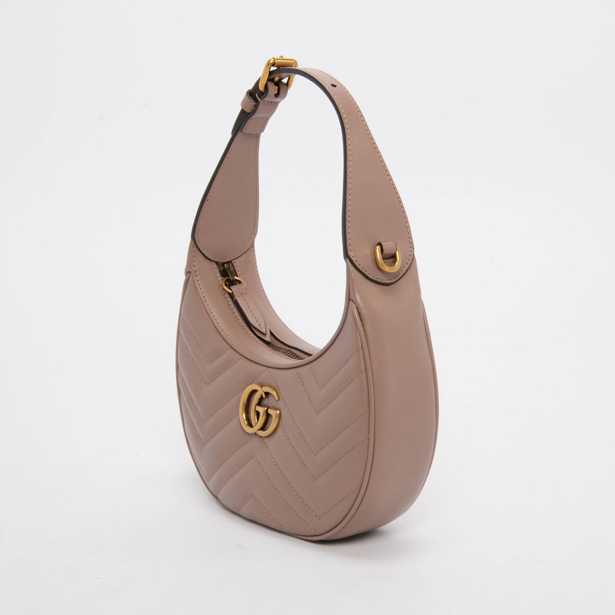 Gucci Dusty Pink Mini GG Marmont Half Moon Bag