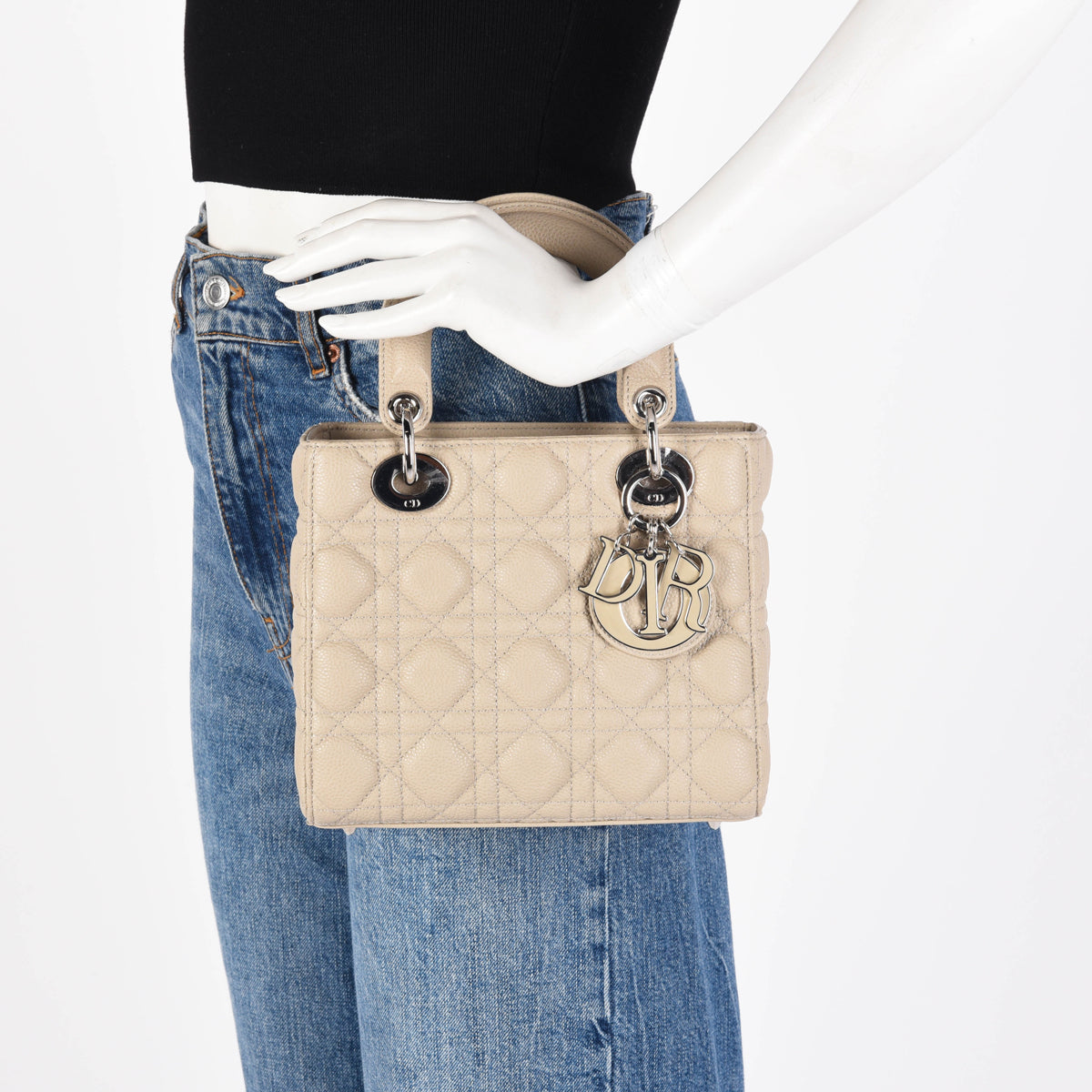 Dior Sand Cannage Grained Calfskin Small Lady Dior