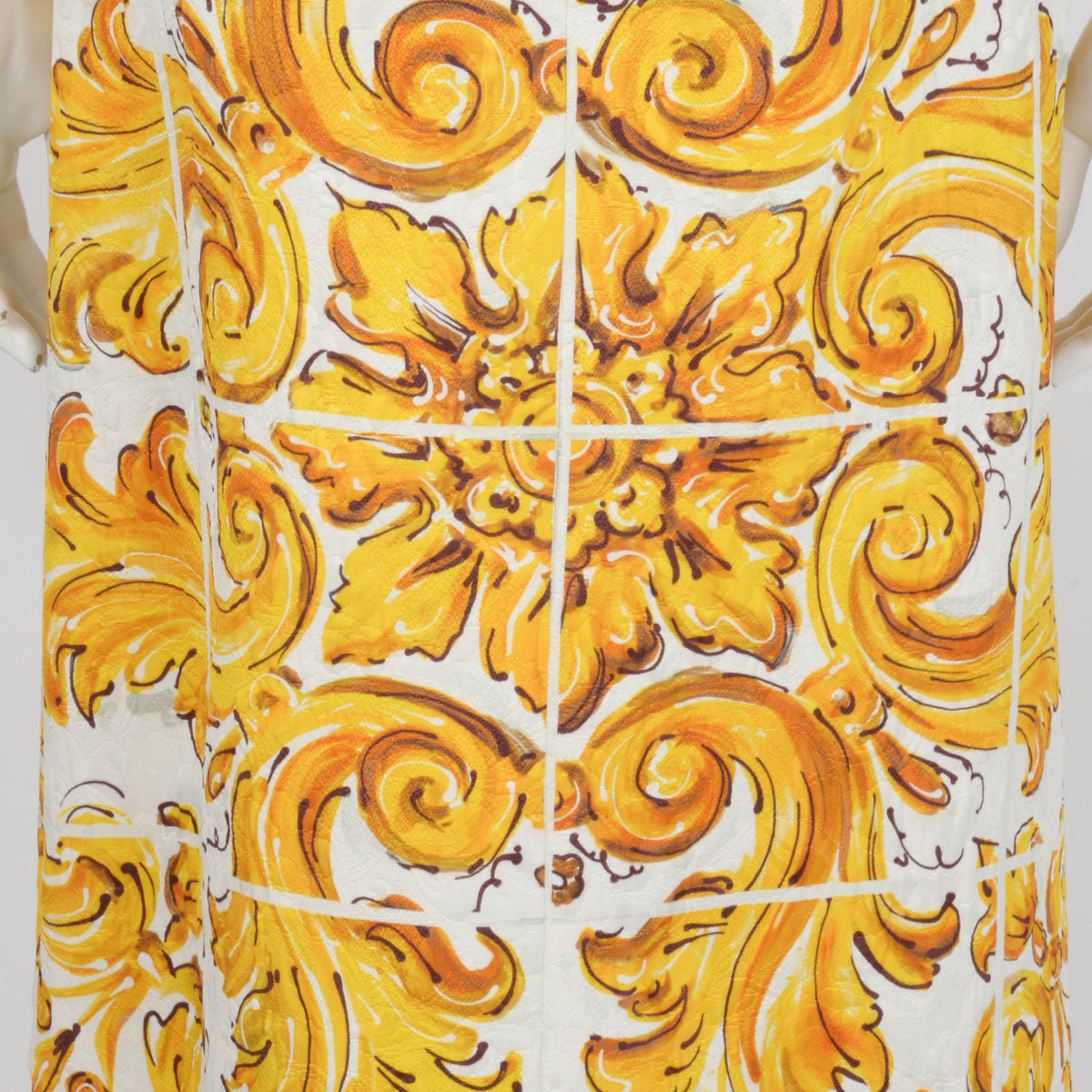 Dolce & Gabbana Yellow Cotton Majolica Print Top & Skirt Top: IT 40, Skirt: IT 3