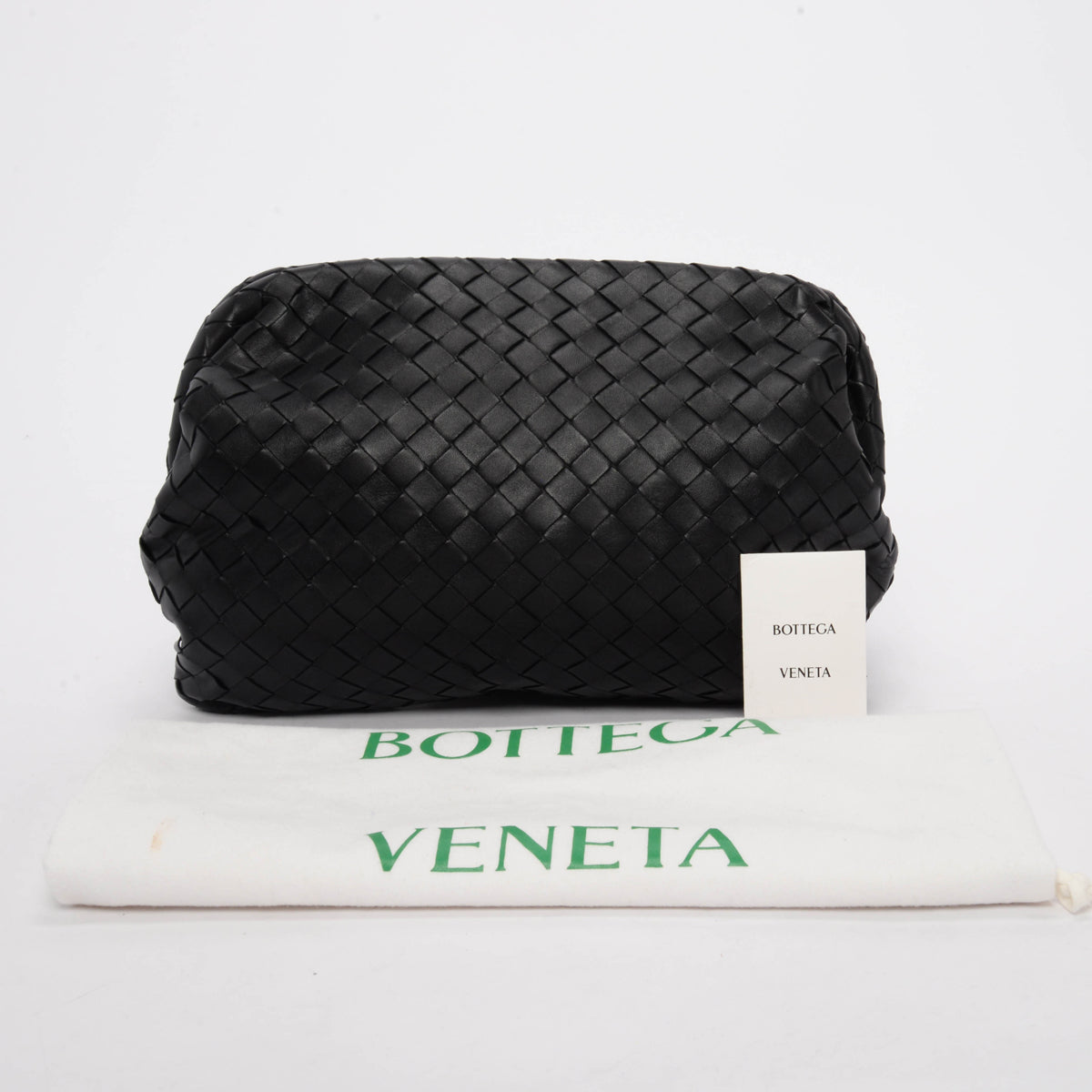 Bottega Veneta Black Intrecciato Lambskin Clasp Clutch