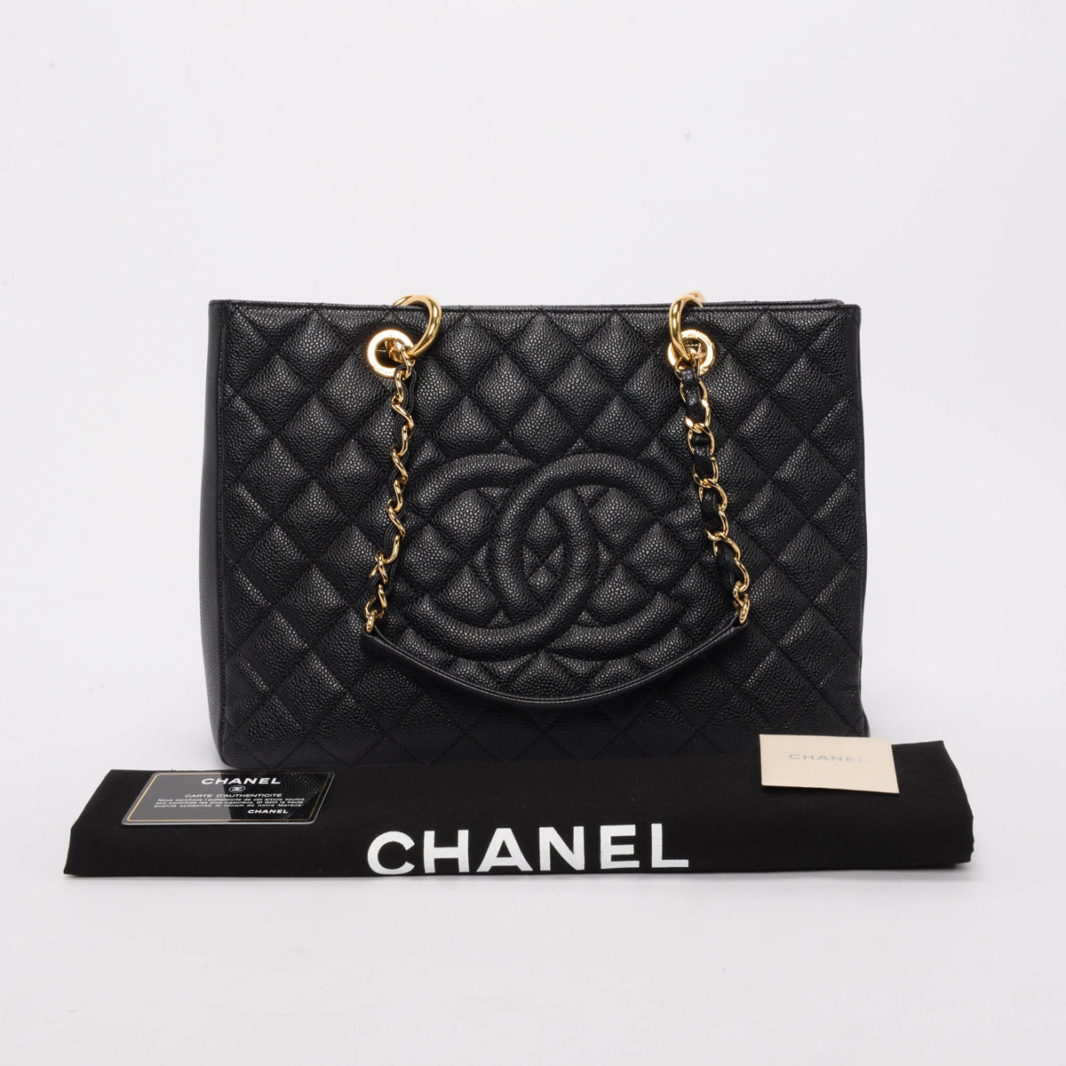 Chanel Black Quilted Caviar Grand Shopping Tote