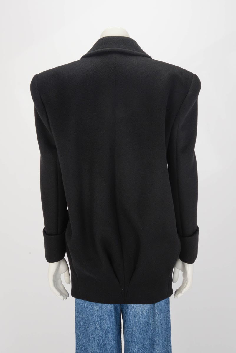 Saint Laurent Black Wool Double Breasted Short Coat FR 36