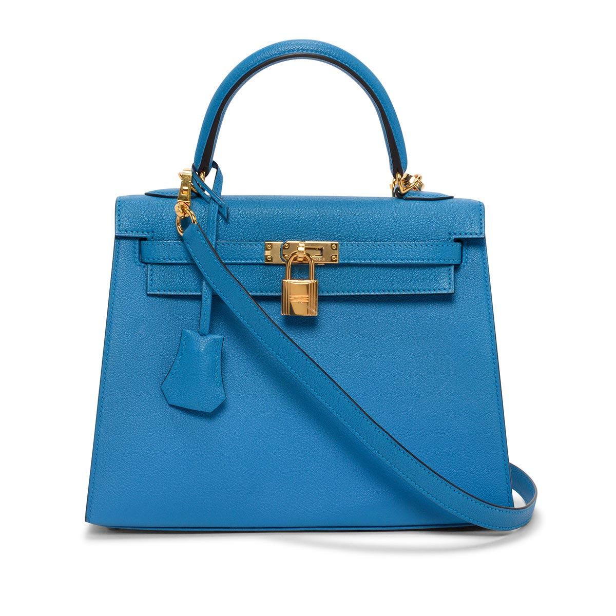 Hermes Blue Zanzibar Chevre Chandra Kelly 25