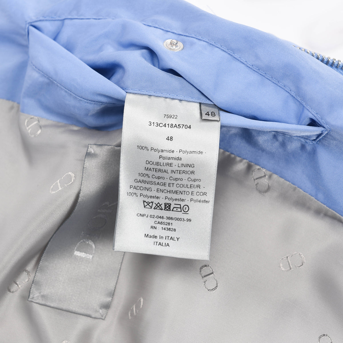 Dior x ERL Blue Nylon Cannage Mens Jacket FR 48