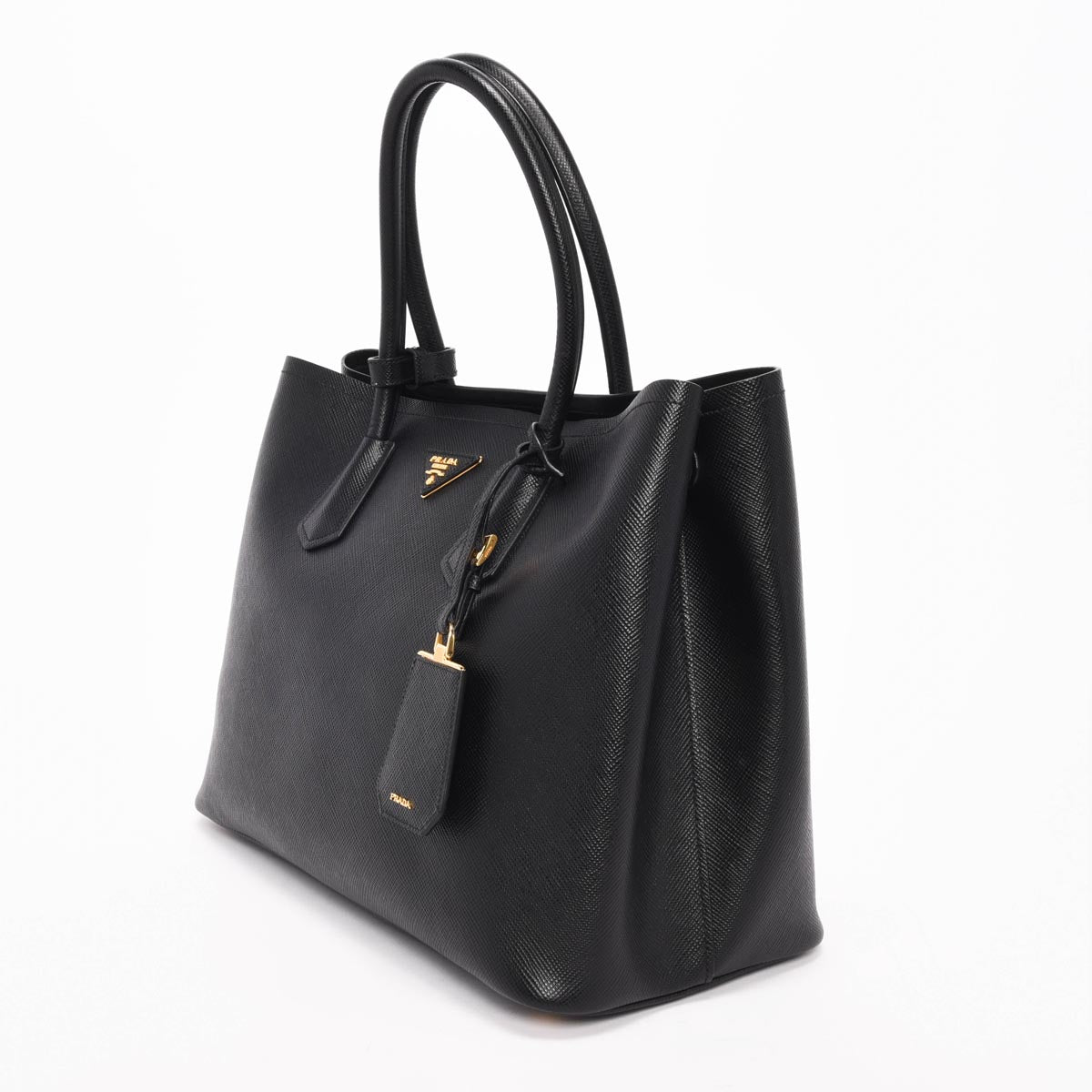 Prada Black Saffiano Medium Double Tote