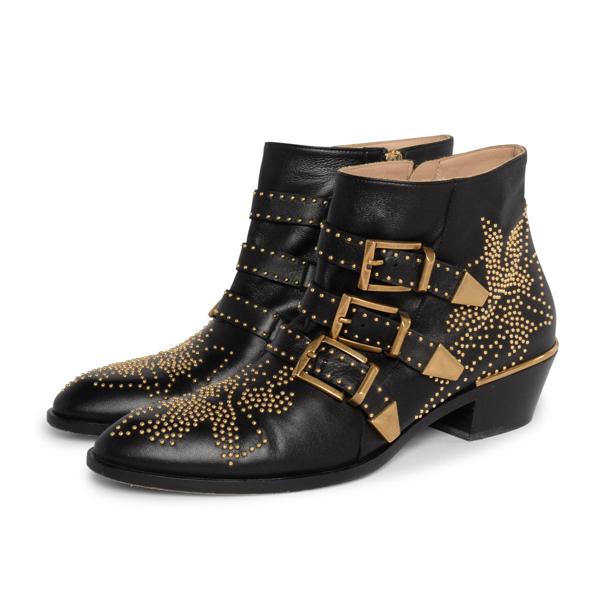 Chloe Black & Gold Studded Susanna Boots 39