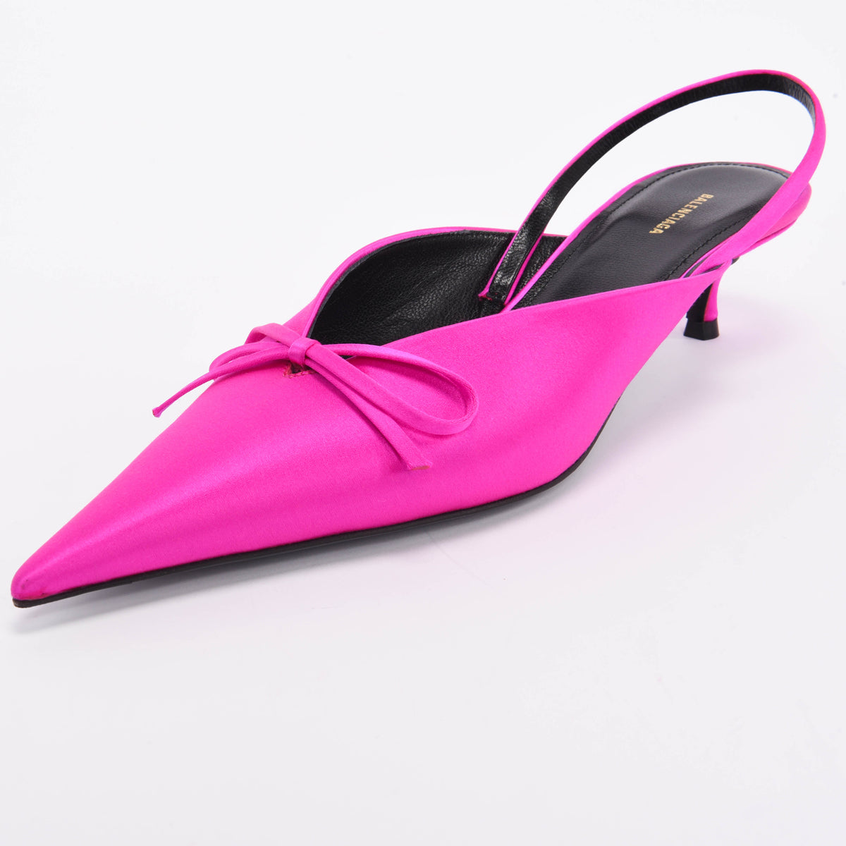 Balenciaga Rose Fuchsia Satin Knife Slingback Pumps 37