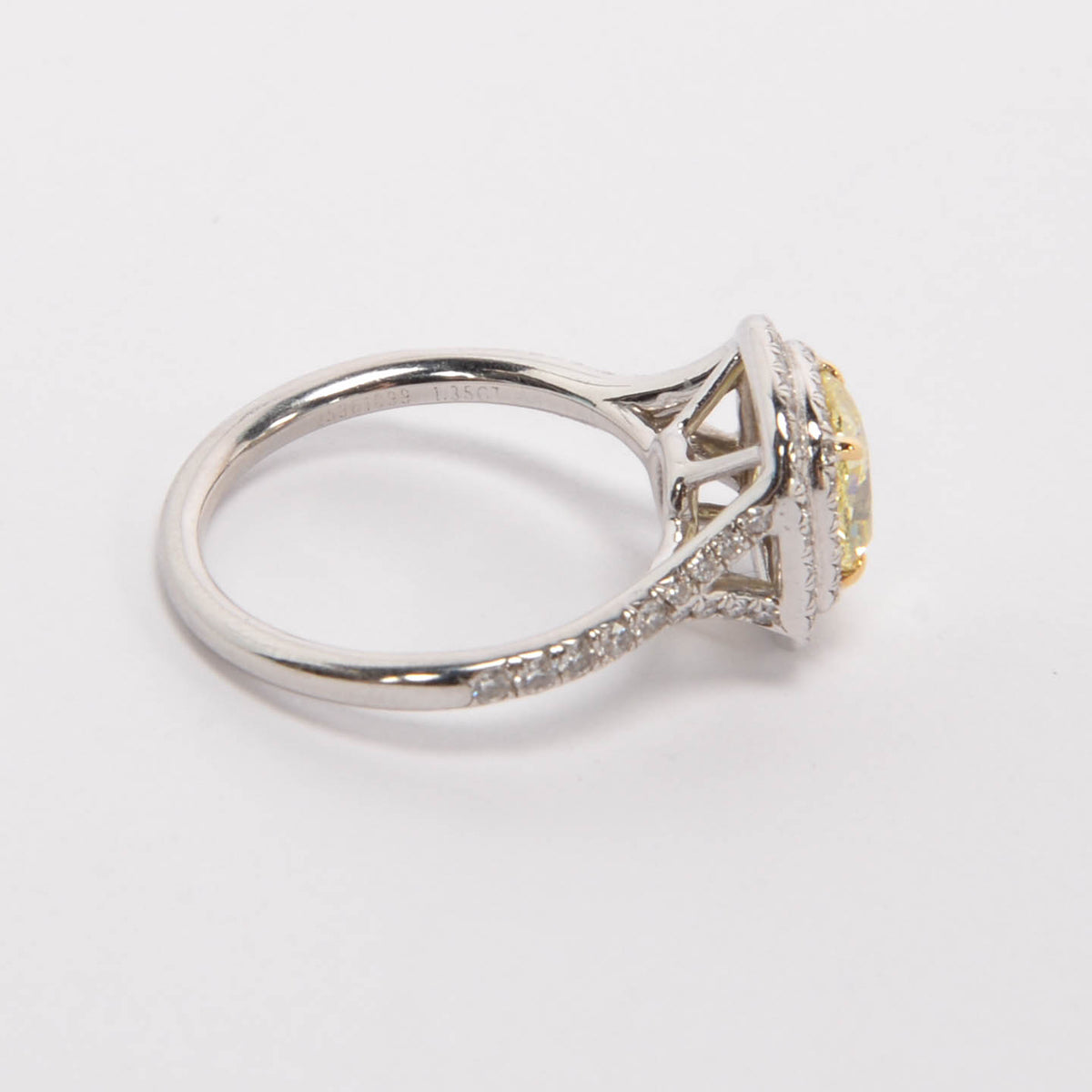 Tiffany & Co Platinum & Yellow Diamond Soleste Cushion-Cut Halo Ring