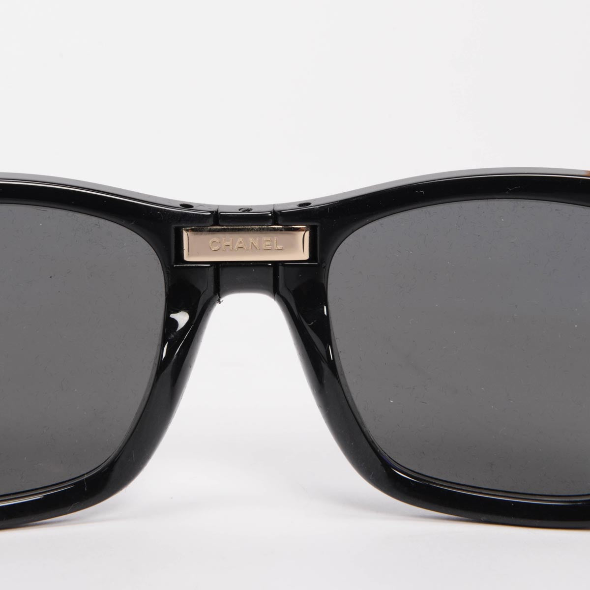 Chanel Black Acetate Square Foldable Polarized Sunglasses