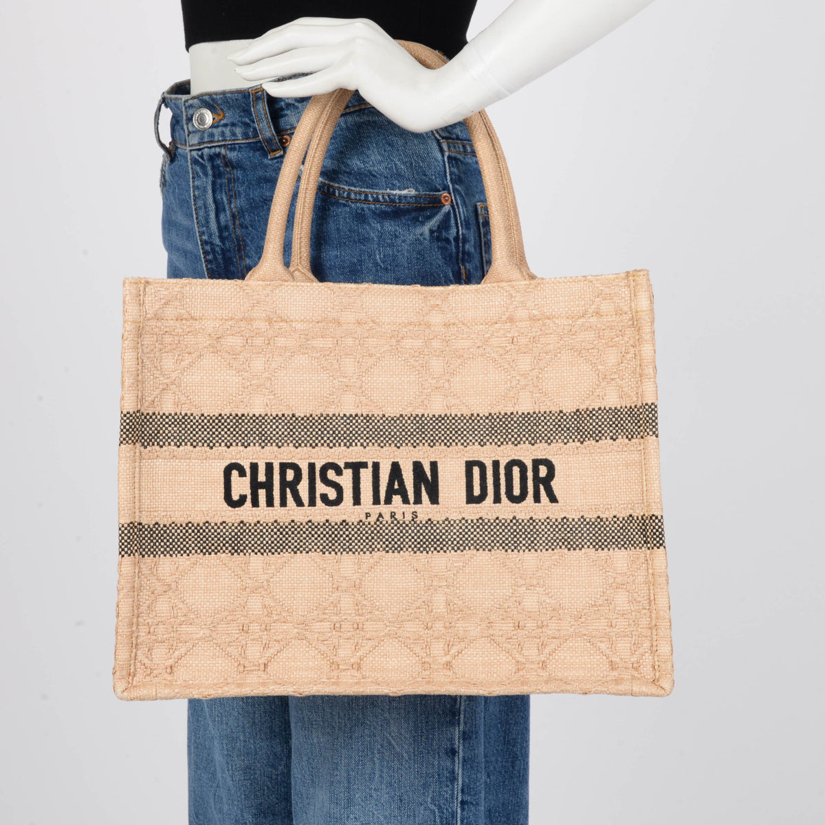 Dior Natural Cannage Raffia Medium Book Tote