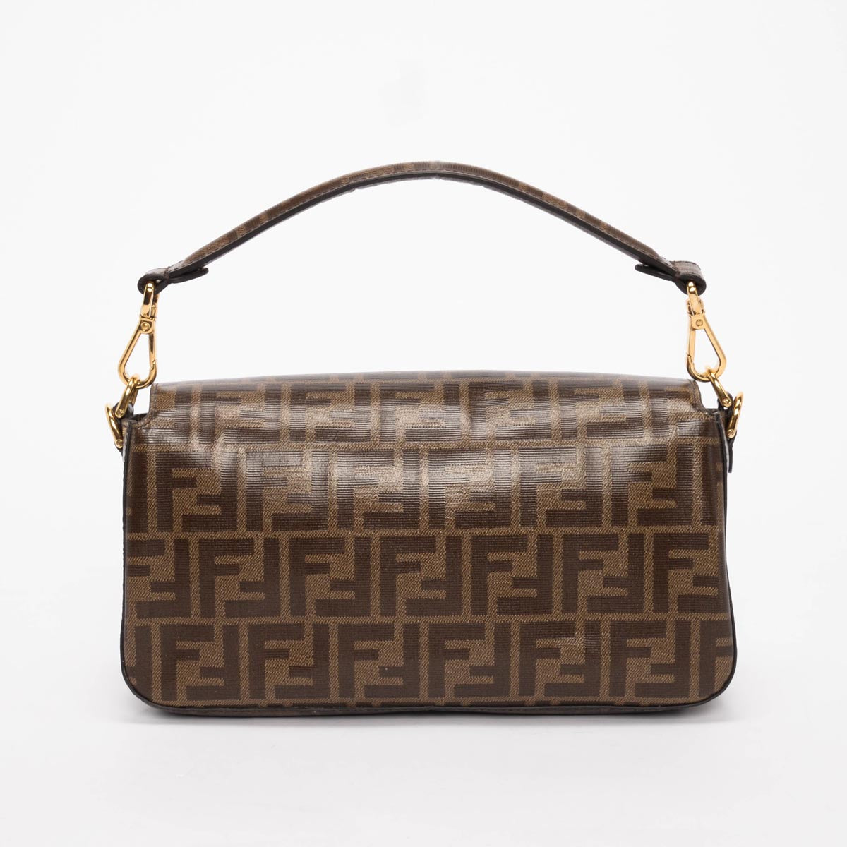 Fendi Tobacco & White Zucca Canvas Cage Baguette Bag