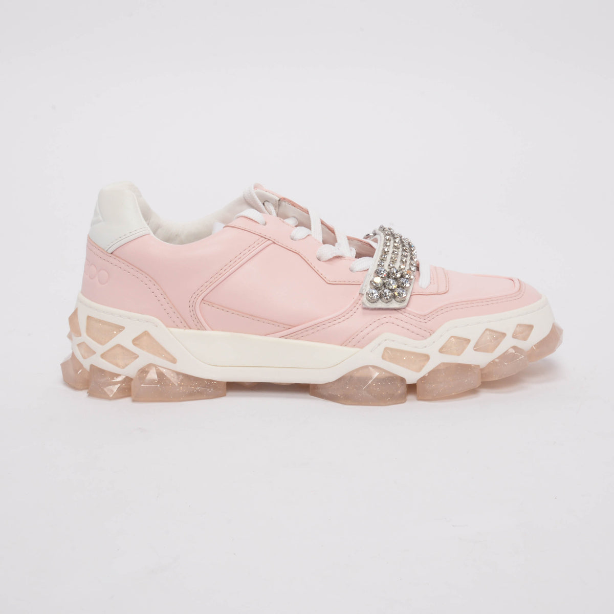 Jimmy Choo Pink Leather Diamond X/F Embellished Sneakers 40