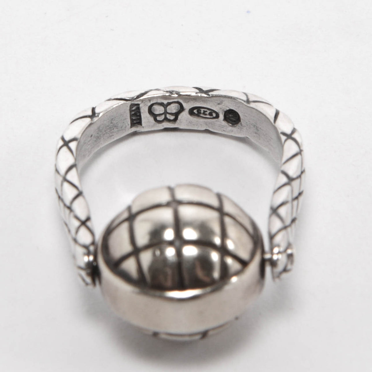 Bottega Veneta Silver Intrecciato Ball Ring