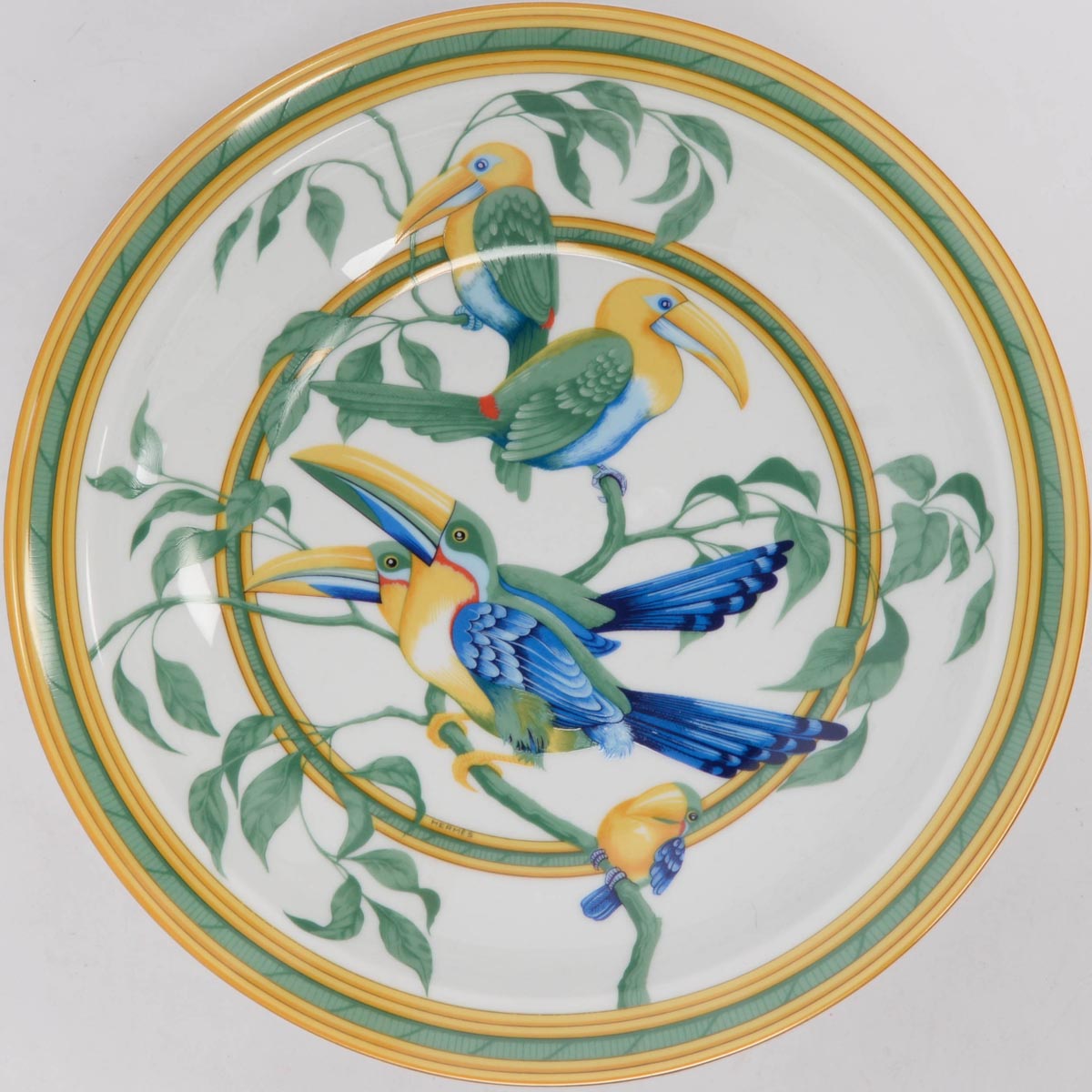 Hermes Multi-Color Porcelain Toucans Serving Plate