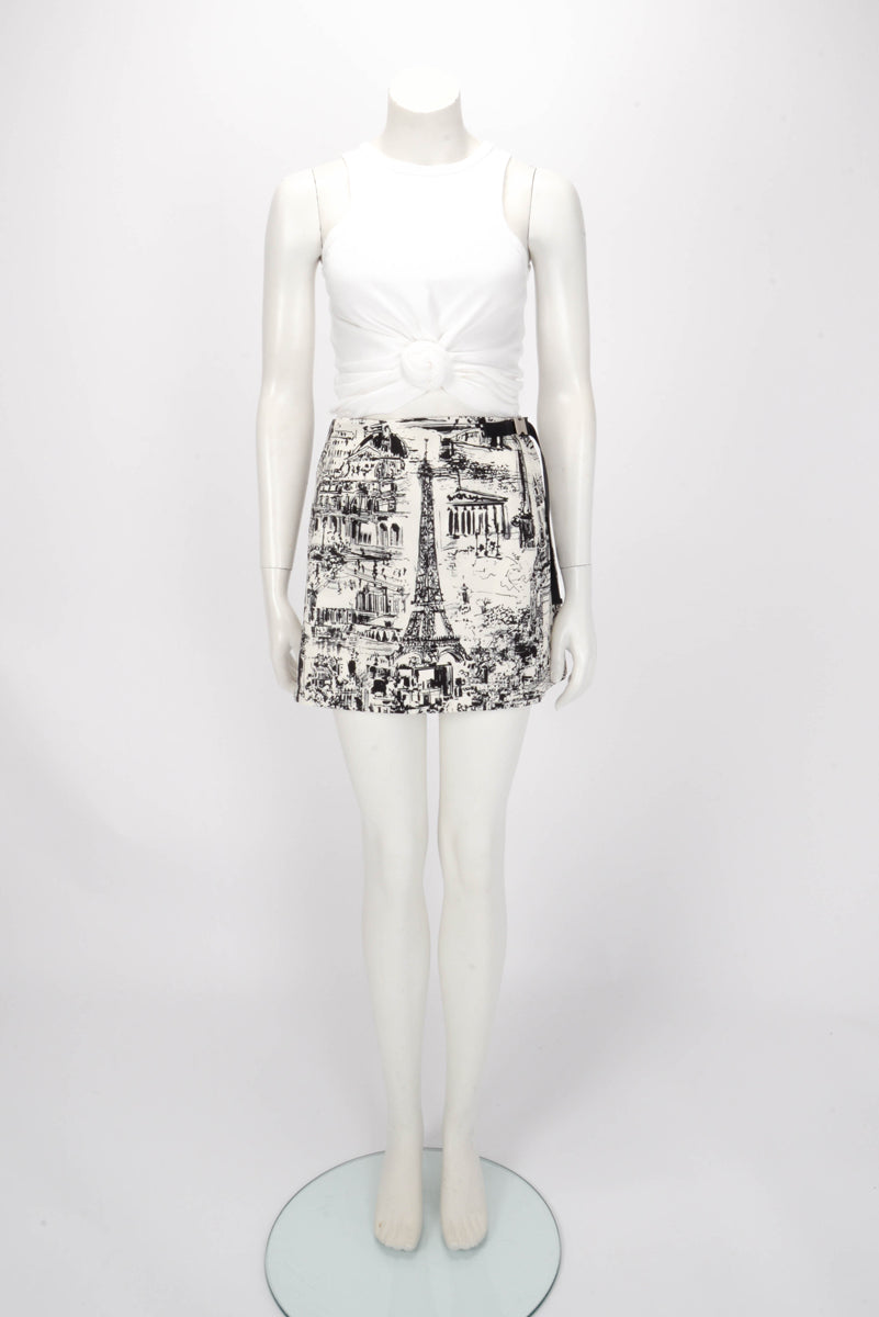 Dior Black & White Nylon Graphic Print Skort FR 38