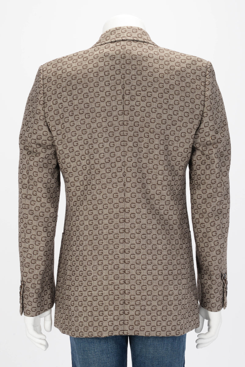 Gucci Brown Wool G Jacquard Jacket 48