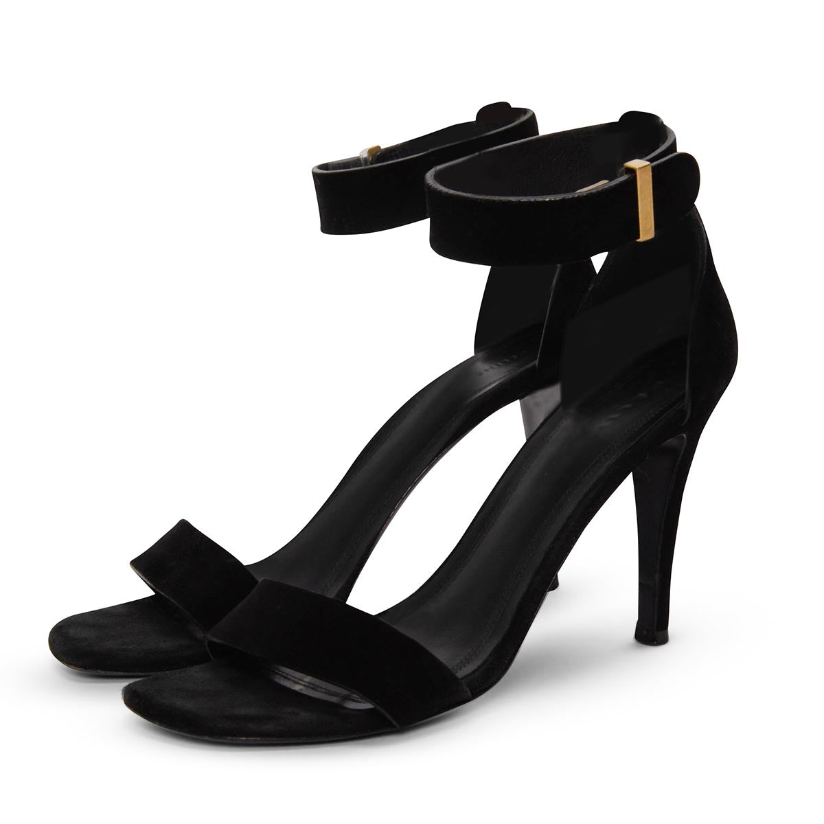 Celine Black Suede Ankle Strap Sandals 36.5