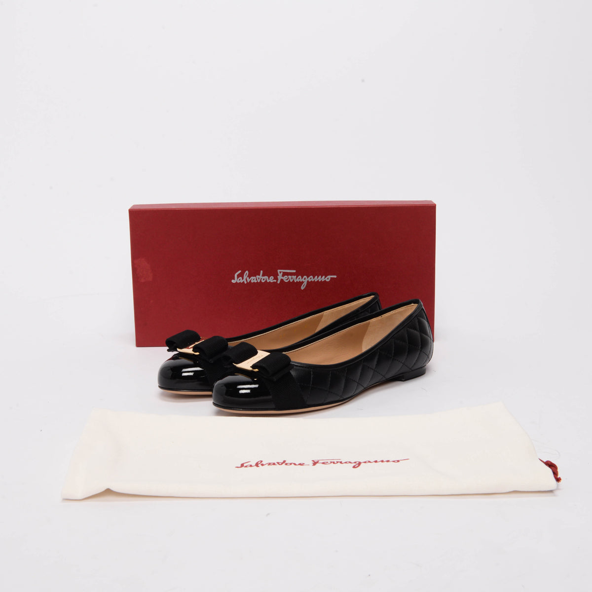 Ferragamo Black Quilted Lambskin Varina Ballet Flats 7