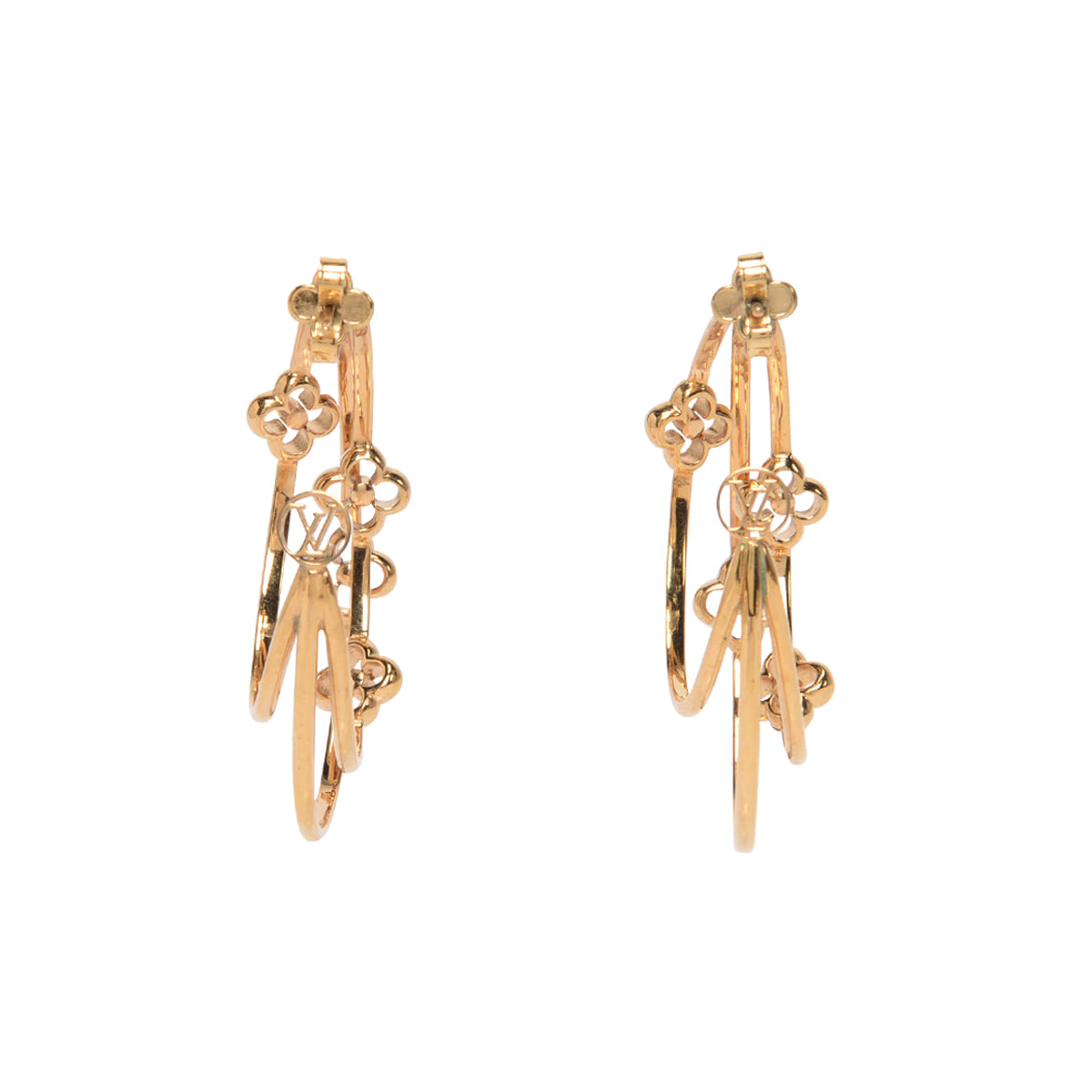 Louis Vuitton Gold Flower Full Hoop Earrings