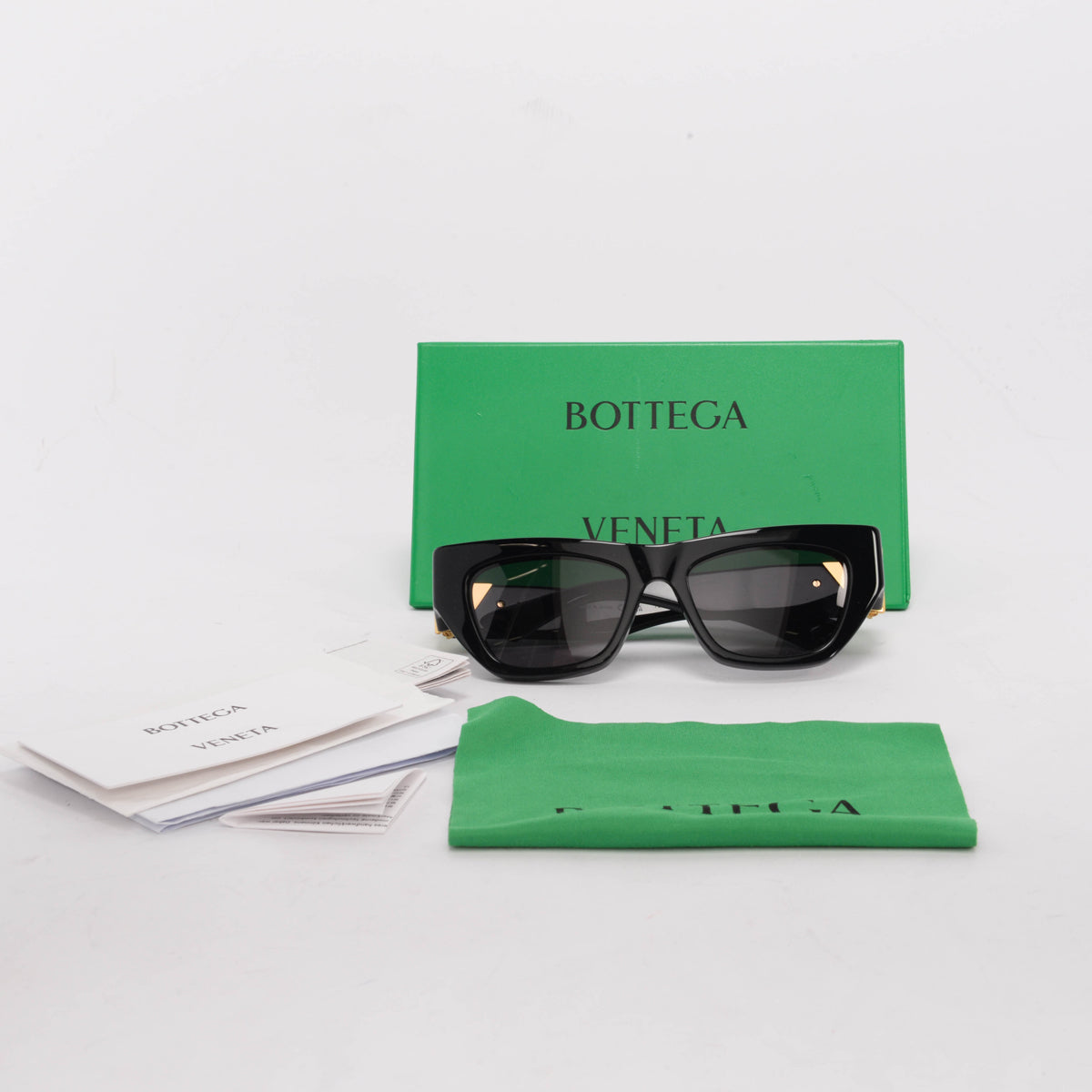 Bottega Veneta Black Angle Cat Eye Sunglasses