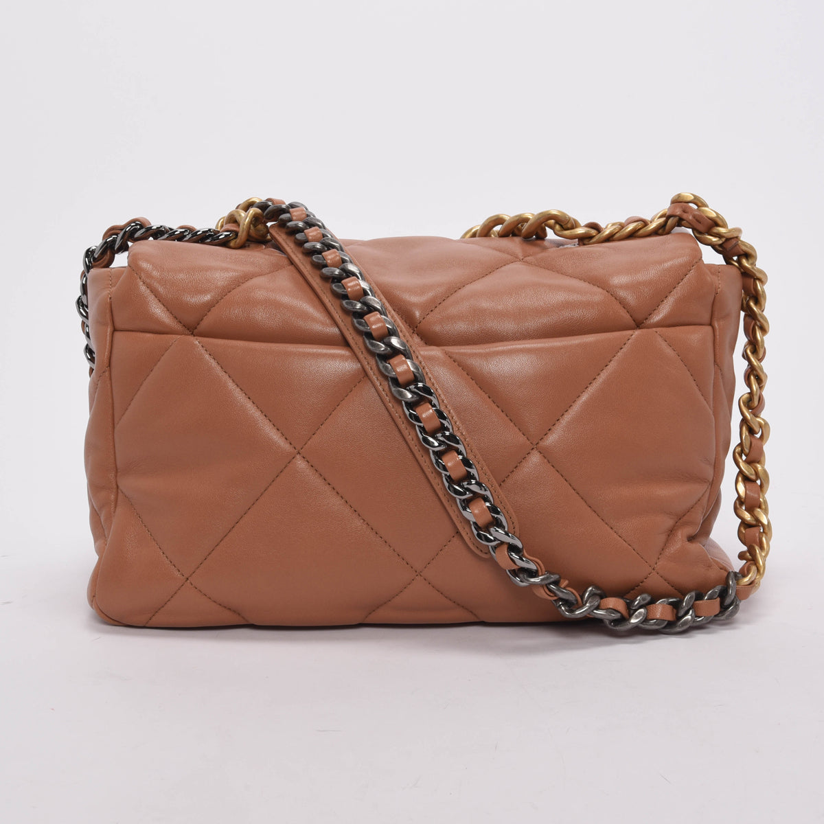 Chanel Tan Quilted Goatskin Large Chanel 19 Flap Bag