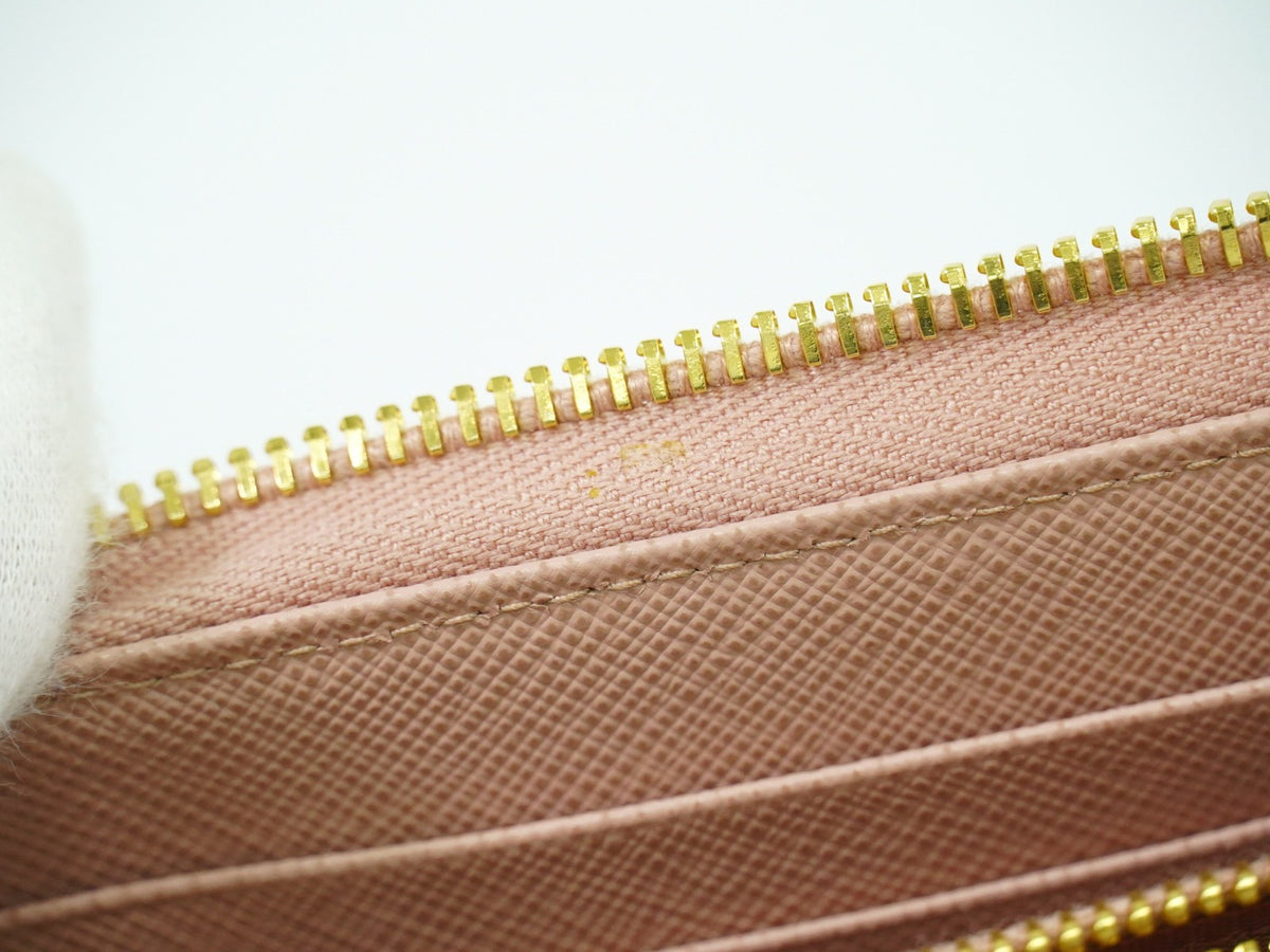 Prada Pink Saffiano Leather Bow Zip Around Wallet