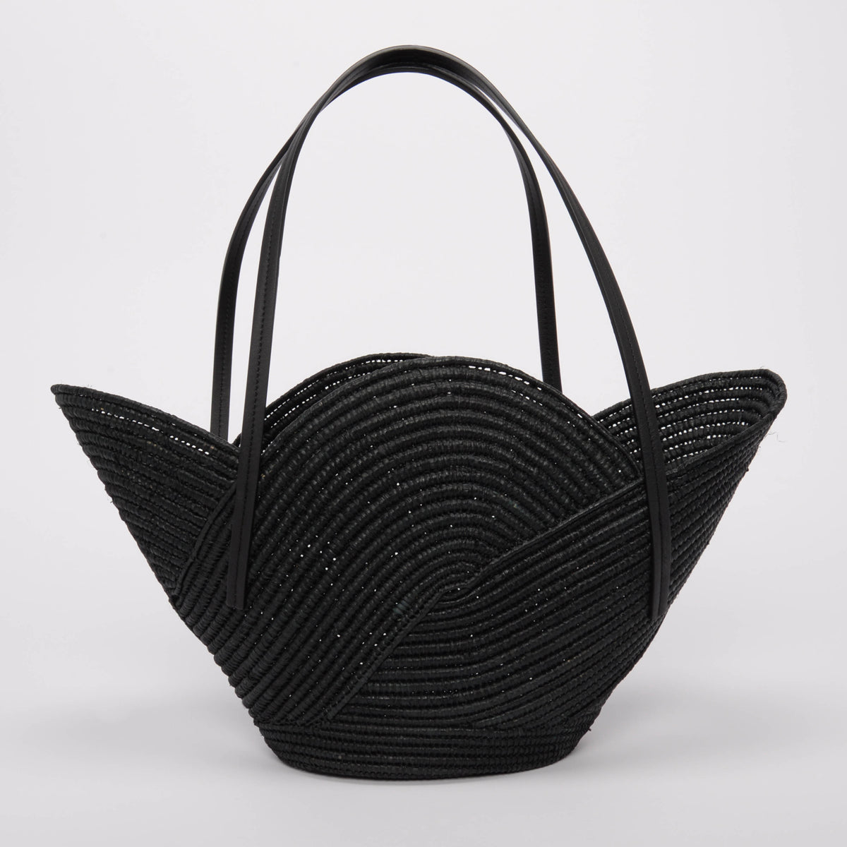 Loewe x Paula's Ibiza Black Raffia Petal Basket Tote