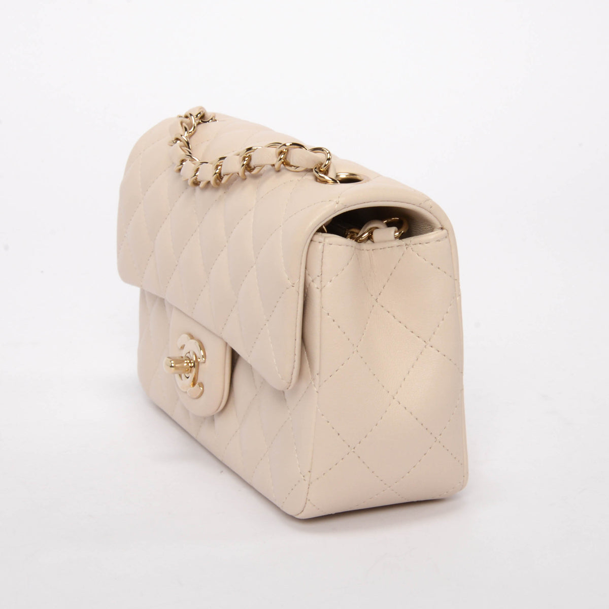 Chanel Ivory Lambskin Mini Rectangular Flap Bag