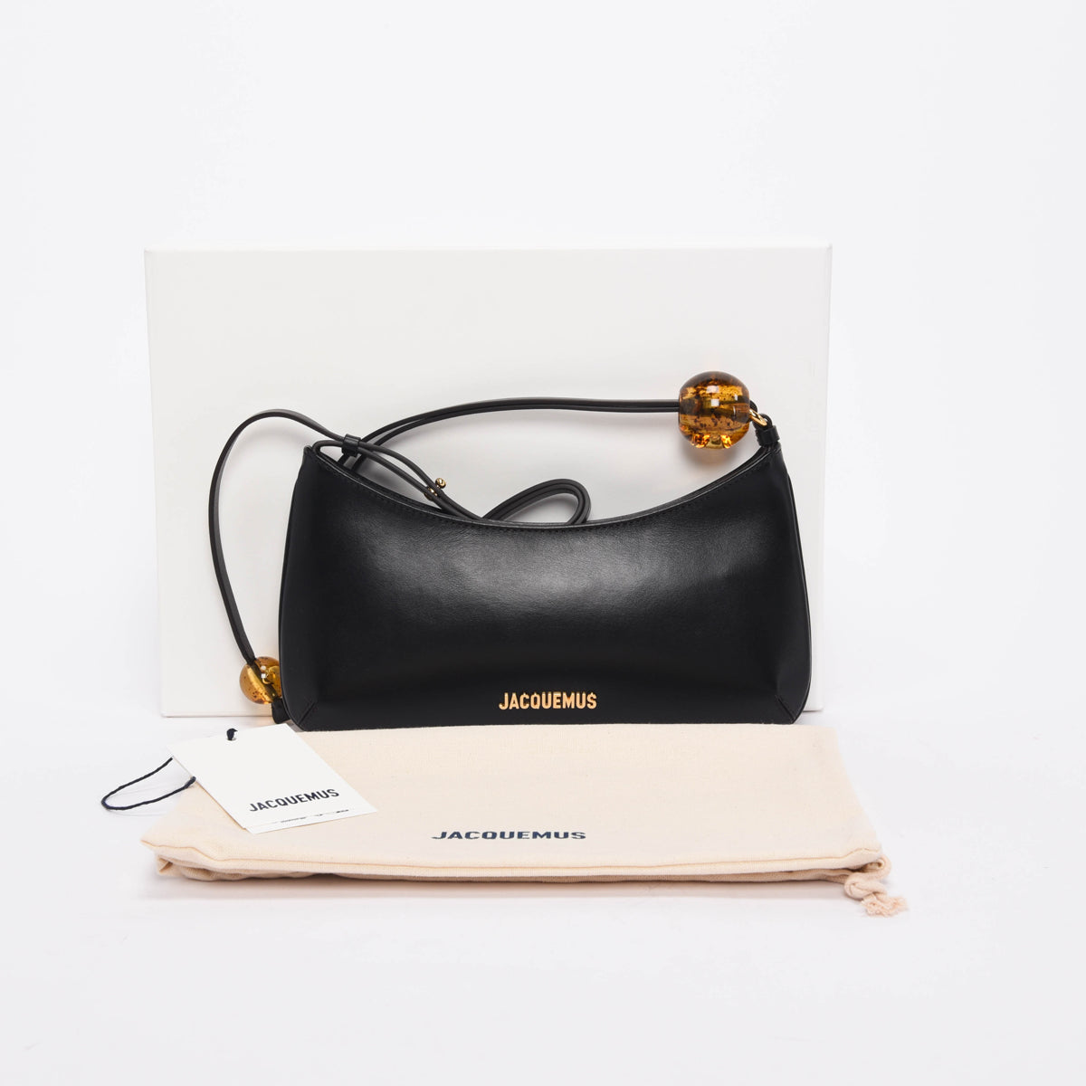 Jacquemus Black Calfskin Le Bisou Perle Bag