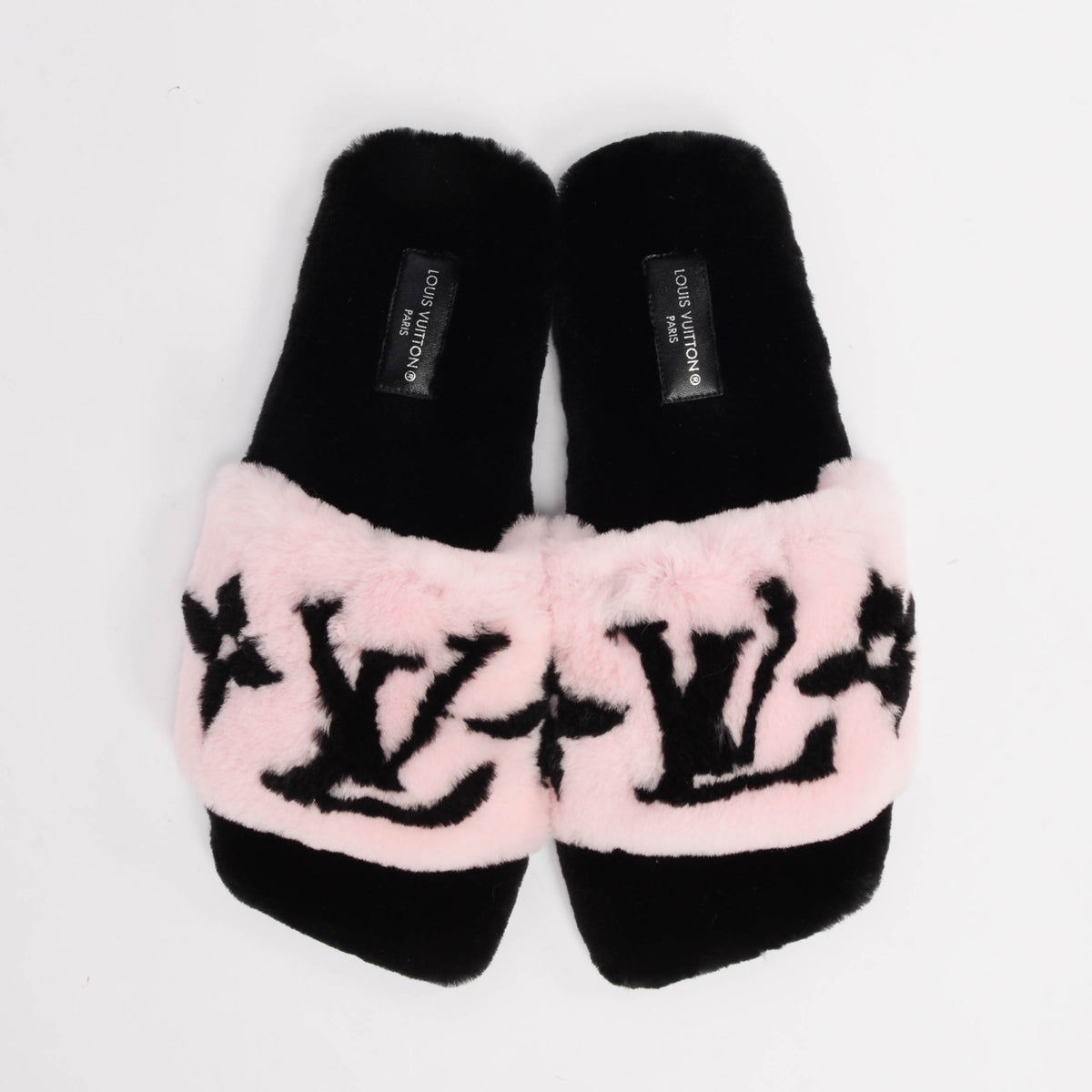 Louis Vuitton Pink & Black Mink Fay Slides 38