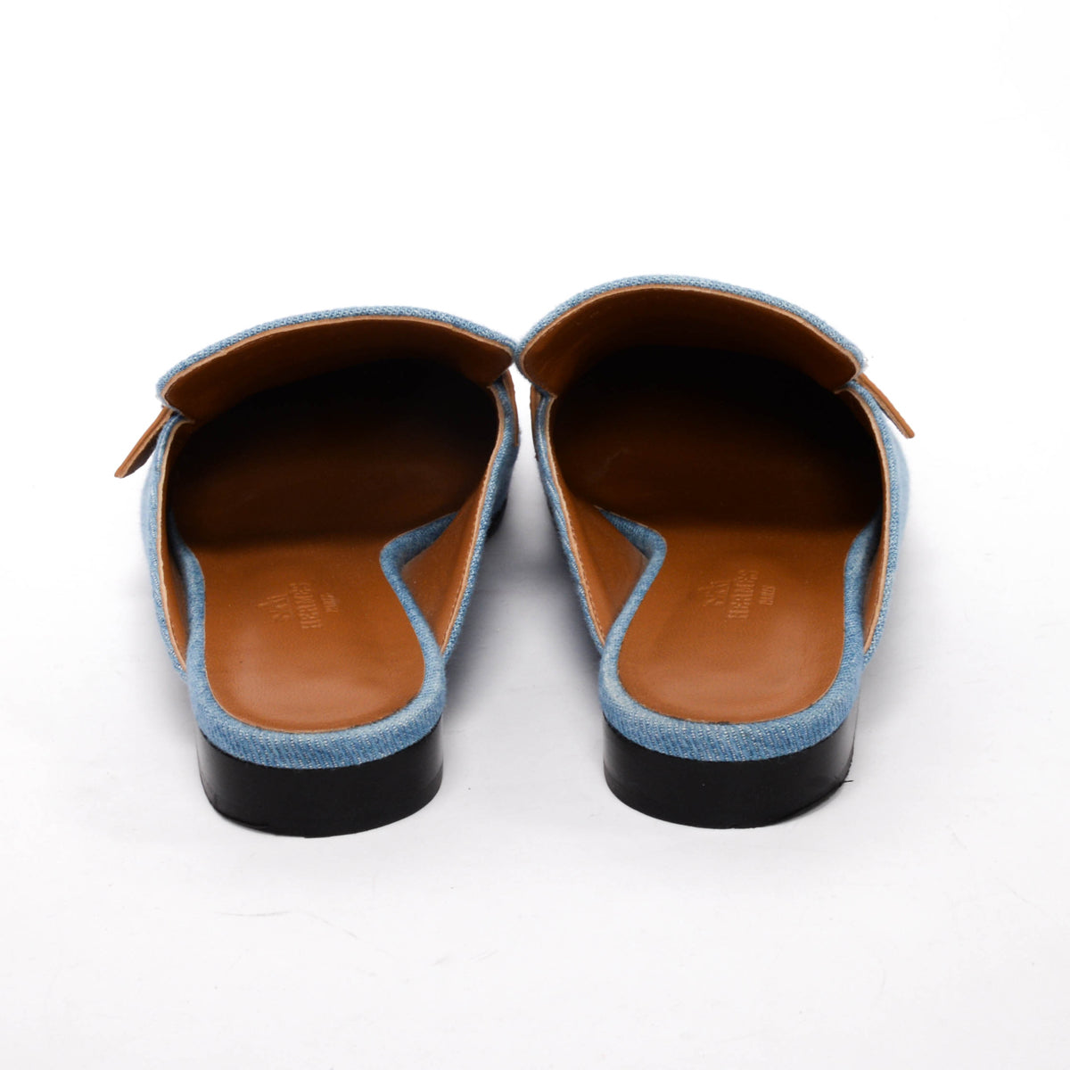 Hermes Blue Denim Lola Mules 37