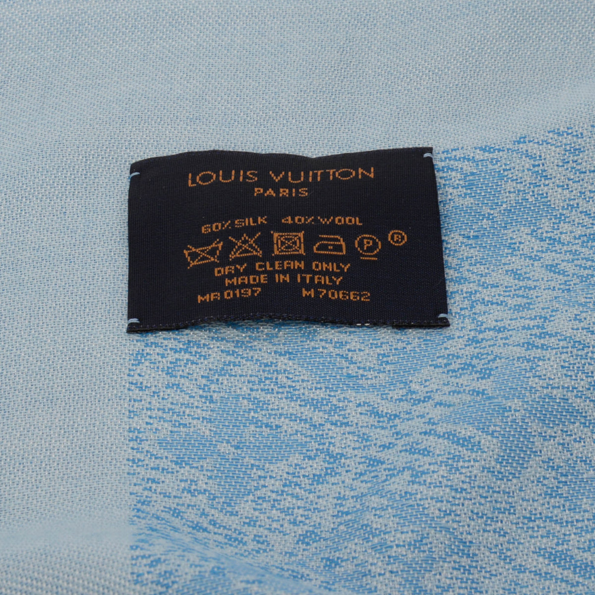 Louis Vuitton Blue Silk & Wool Monogram Shawl